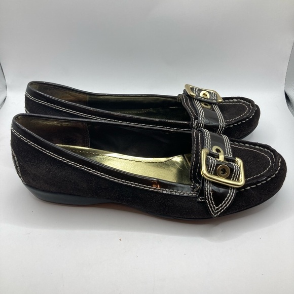 Etienne Aigner Loafers Suede Shoes Brown With Buckle Detail Women’s Size 7.5 - Picture 7 of 8